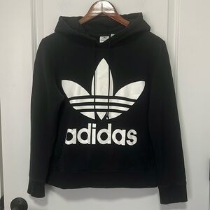Adidas Originals Sweatshirt Hoodie Womens Trefoil Graphic Pocket Black size Smal